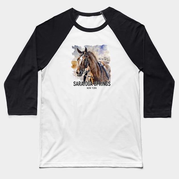 Saratoga Springs Horse Love Baseball T-Shirt by Cre8tiveSpirit